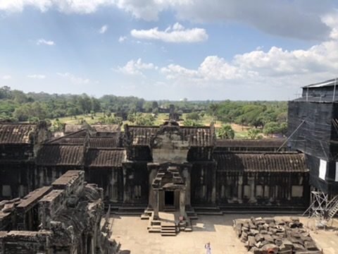 Vista do alto de um terraço de Angkor Wat